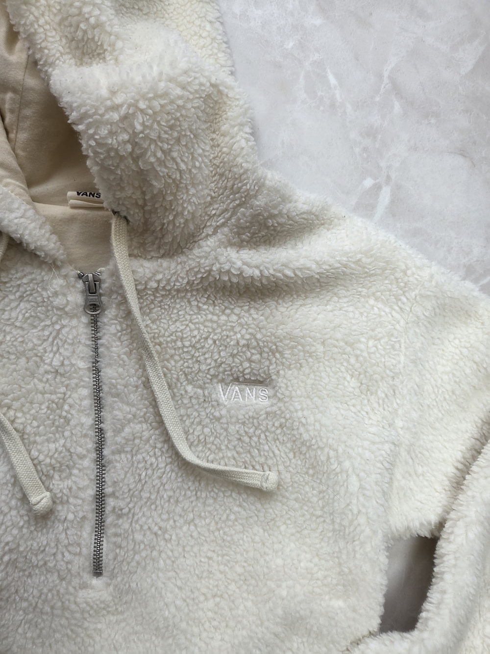 Vans Cream Sherpa Zip-Up Hoodie Sweater - Picture 2 of 5